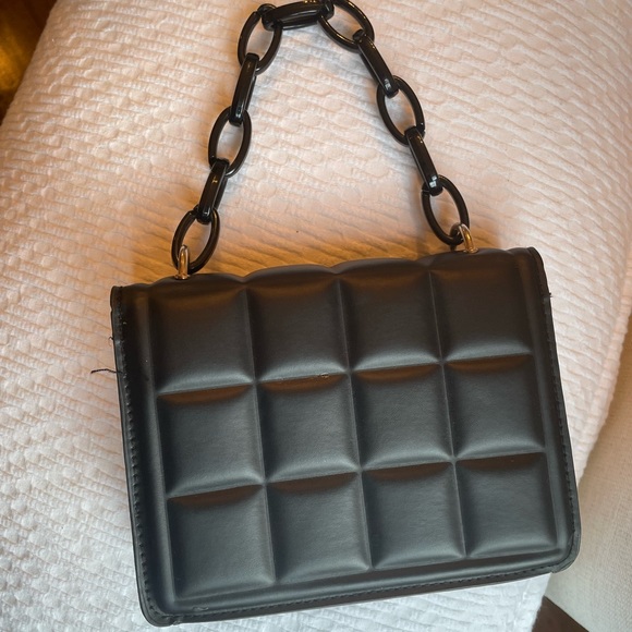 None Handbags - Black Handbag, Mini Clutch with Chain